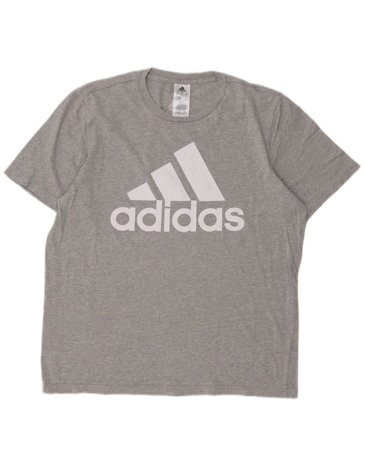 Adidas Herre Grafisk T-Shirt Top Stor Grå Bomuld