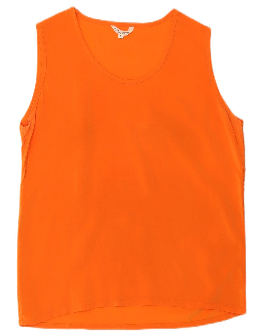 Vintage Dame Vest Top UK 10 Small Orange Silke