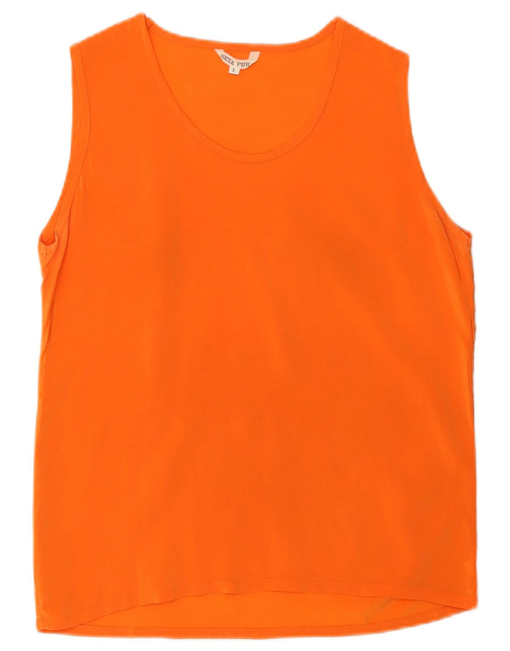 Vintage Dame Vest Top UK 10 Small Orange Silke