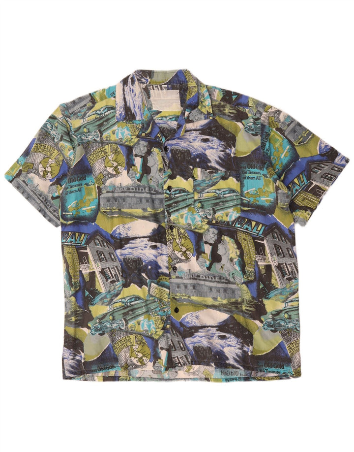 Vintage herre abstrakt mønster skjorte størrelse 41/42 Large Multicolor