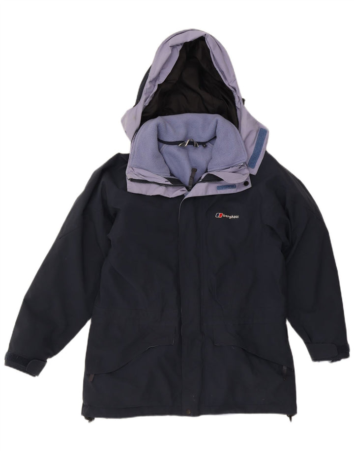 Berghaus Dame hætte vindjakke UK 8 Small Navy Blue Nylon