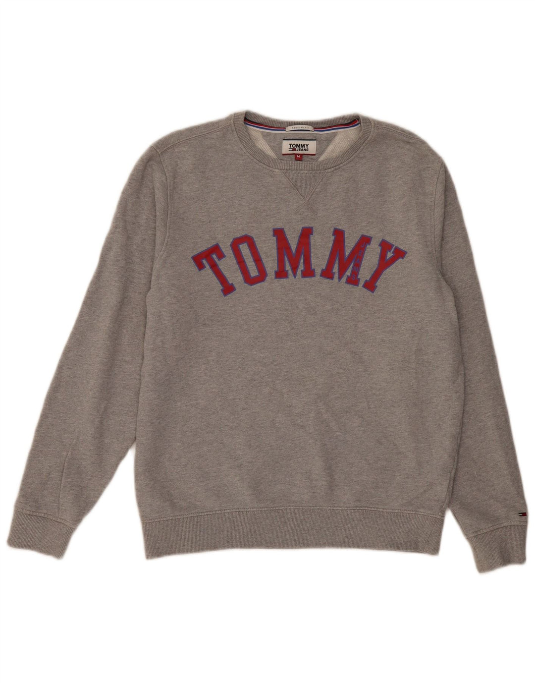 Tommy Hilfiger Graphic Sweatshirt Jumper UK 14 Medium Grey Flecked
