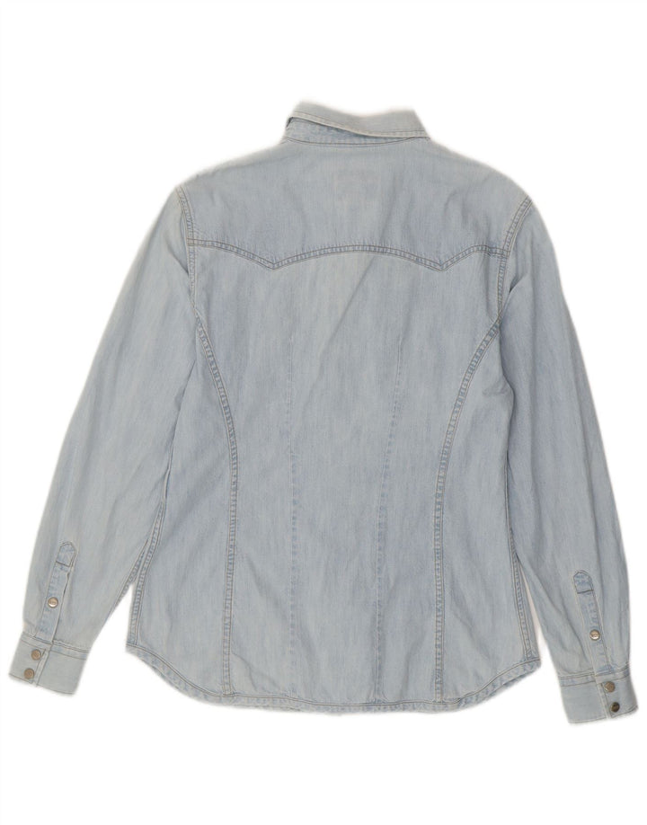 Gas Dame Denim Shirt UK 12 Medium Blue Cotton