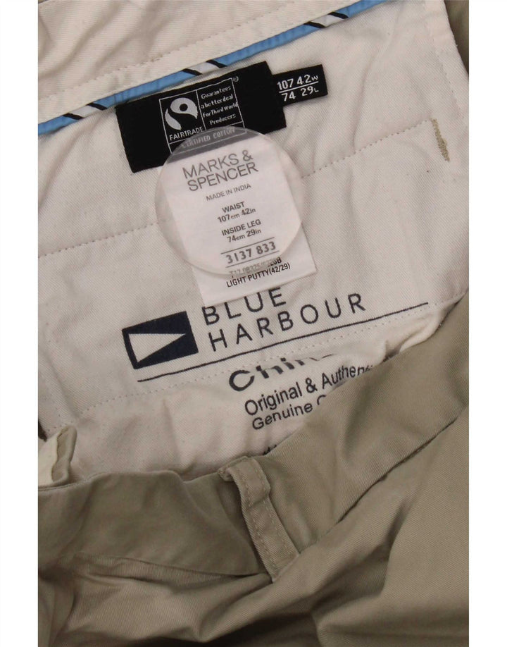 Marks & Spencer Herre Blue Harbor Lige Chinobukser W42 L29 Khaki