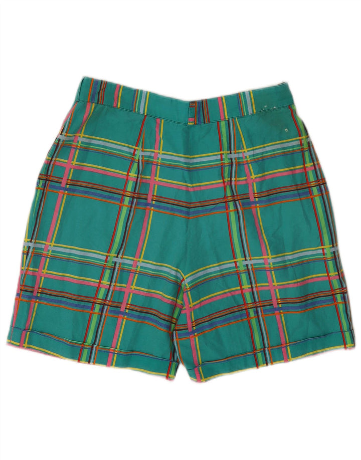 KENZO højtaljede chinoshorts til kvinder EU 42 Large W30 grøn plaid bomuld