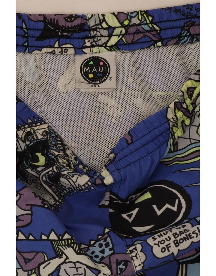 Maui and Sons Grafiske svømmeshorts til mænd mellemblå nylon