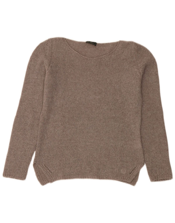Fred Perry Dame Boat Neck Jumper Sweater UK 10 Lille Grå Polyamid