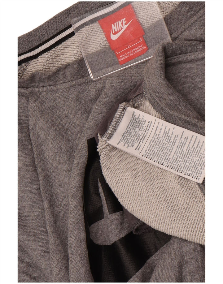Nike Dame Grafisk Oversized Sweatshirt Jumper UK 16 Stor Grå Bomuld