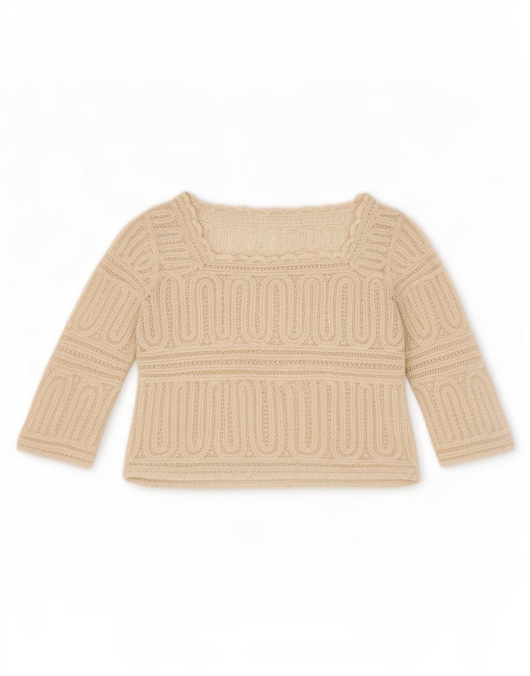 Vintage Dame Se Through Crochet Crop Top UK 14 Medium Off White Bomuld