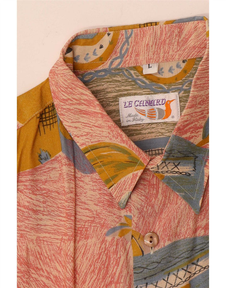 Vintage herre abstrakt mønster skjorte stor pink