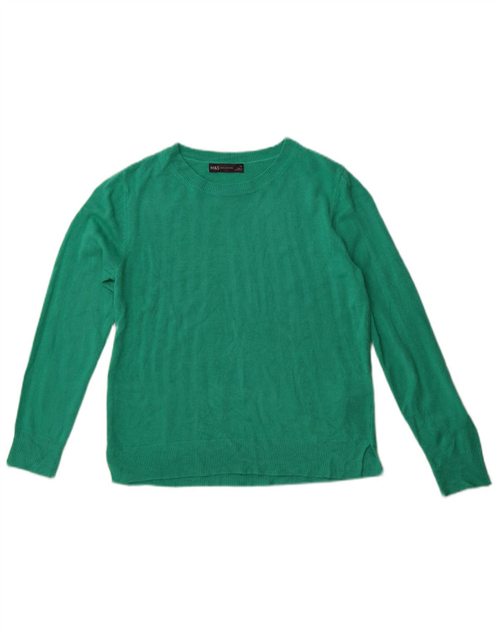 Marks & Spencer Dame Crop Crew Neck Jumper Sweater UK 14 Medium Green