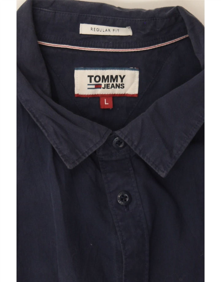 TOMMY HILFIGER Mens Regular Fit Shirt Large Navy Blue Vintage Tommy Hilfiger and Second-Hand Tommy Hilfiger from Messina Hembry 