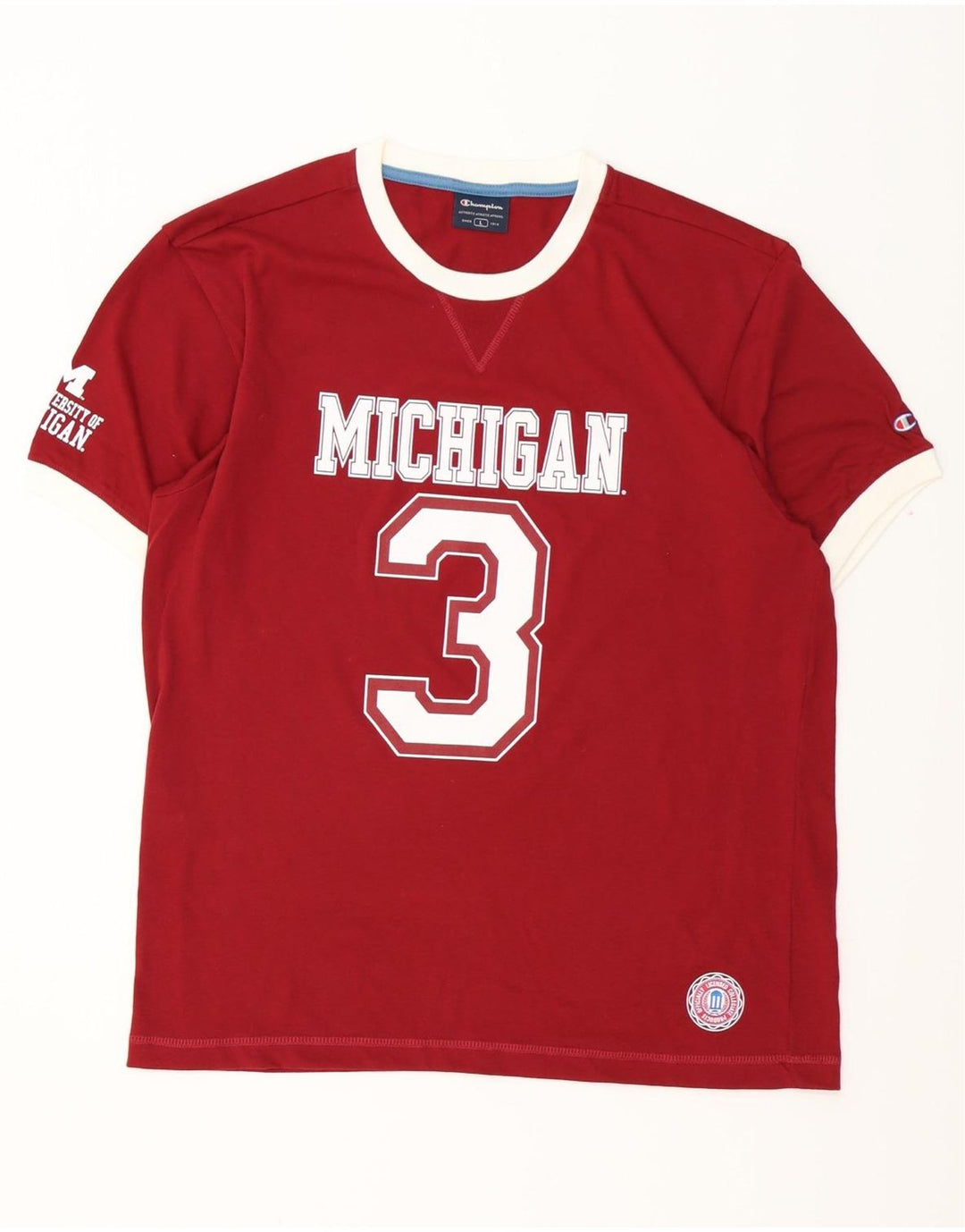 CHAMPION Herre Michigan Grafisk T-Shirt Top Stor Burgundy
