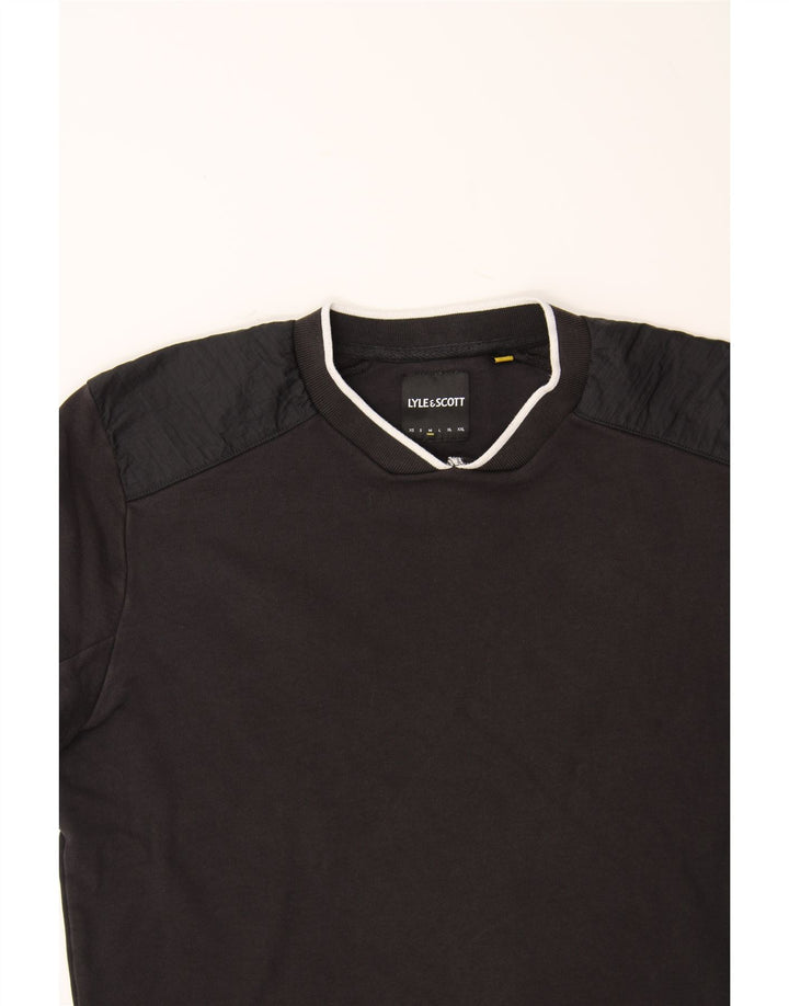 LYLE & SCOTT Mens Sweatshirt Jumper Medium Black Cotton Vintage Lyle & Scott and Second-Hand Lyle & Scott from Messina Hembry 
