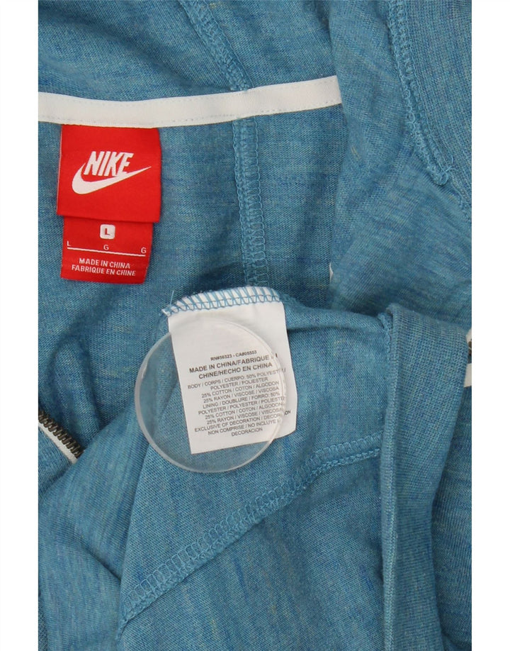 Nike hættetrøje med lynlås til kvinder UK 14 Large Blue Flecked Polyester