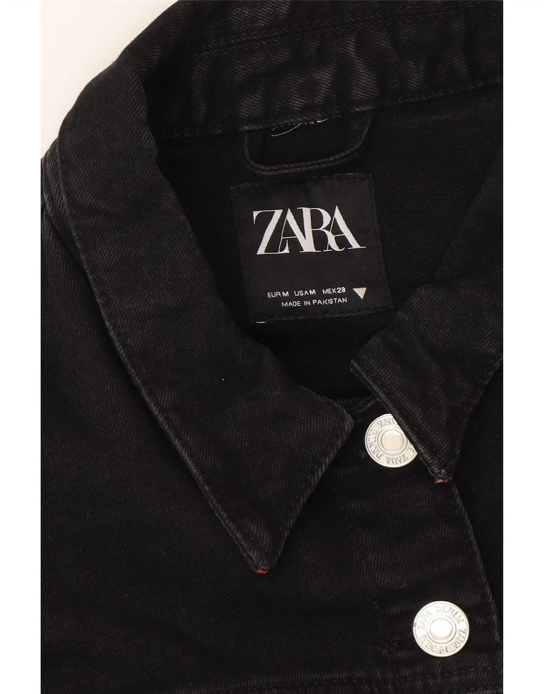 Zara Womens Crop Oversized denimjakke UK 14 Medium Black