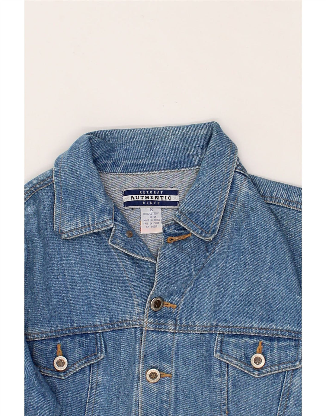 RETREAT Womens Denim Jacket UK 10 Small Blue Cotton Vintage Retreat and Second-Hand Retreat from Messina Hembry 