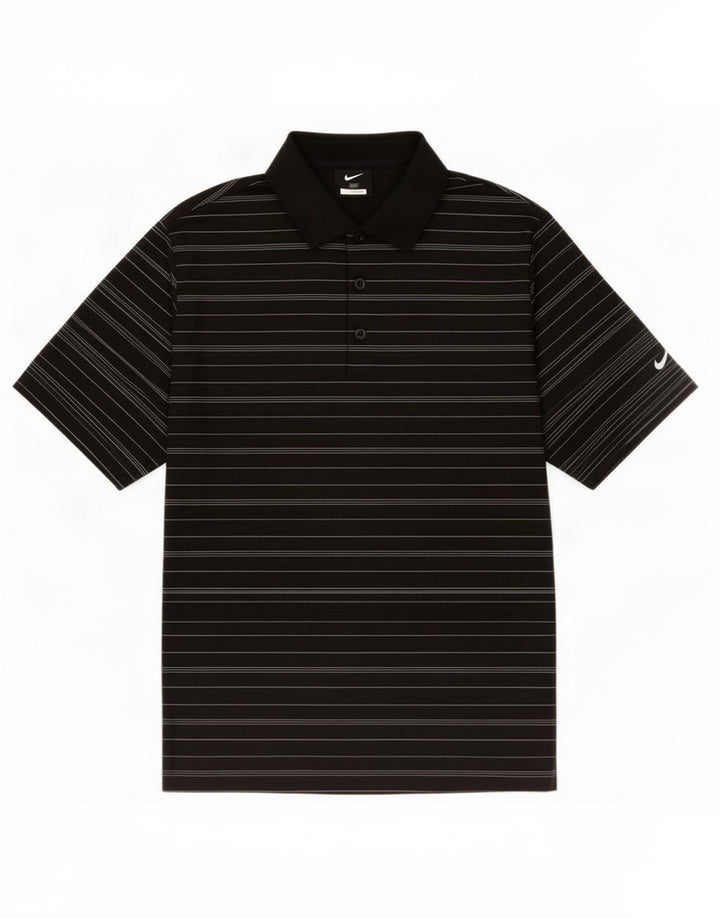 Nike Polo Shirt til mænd UK 36/38 Lille sort stribet polyester