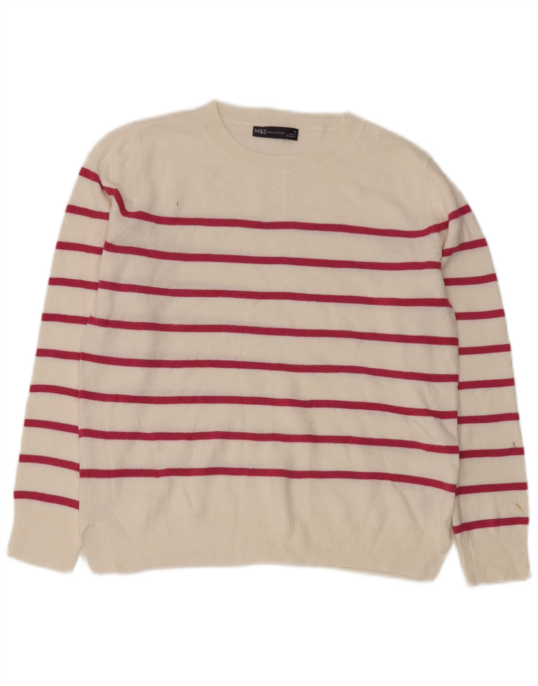 Marks & Spencer Dametrøjetrøje med rund hals DK 10 Lille hvid stribet