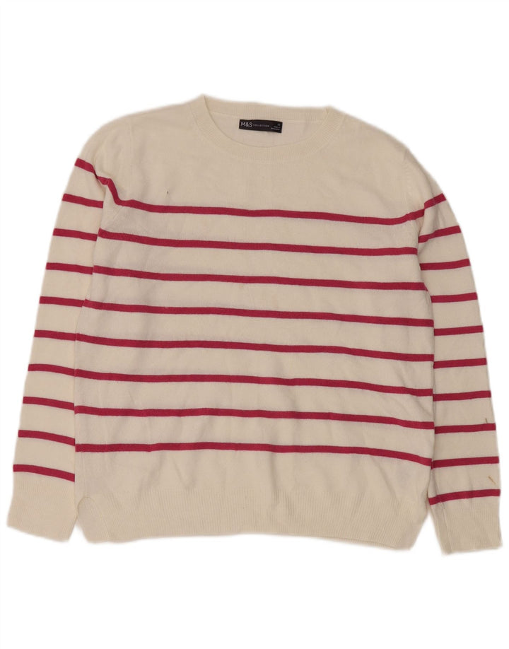 Marks & Spencer Dametrøjetrøje med rund hals DK 10 Lille hvid stribet
