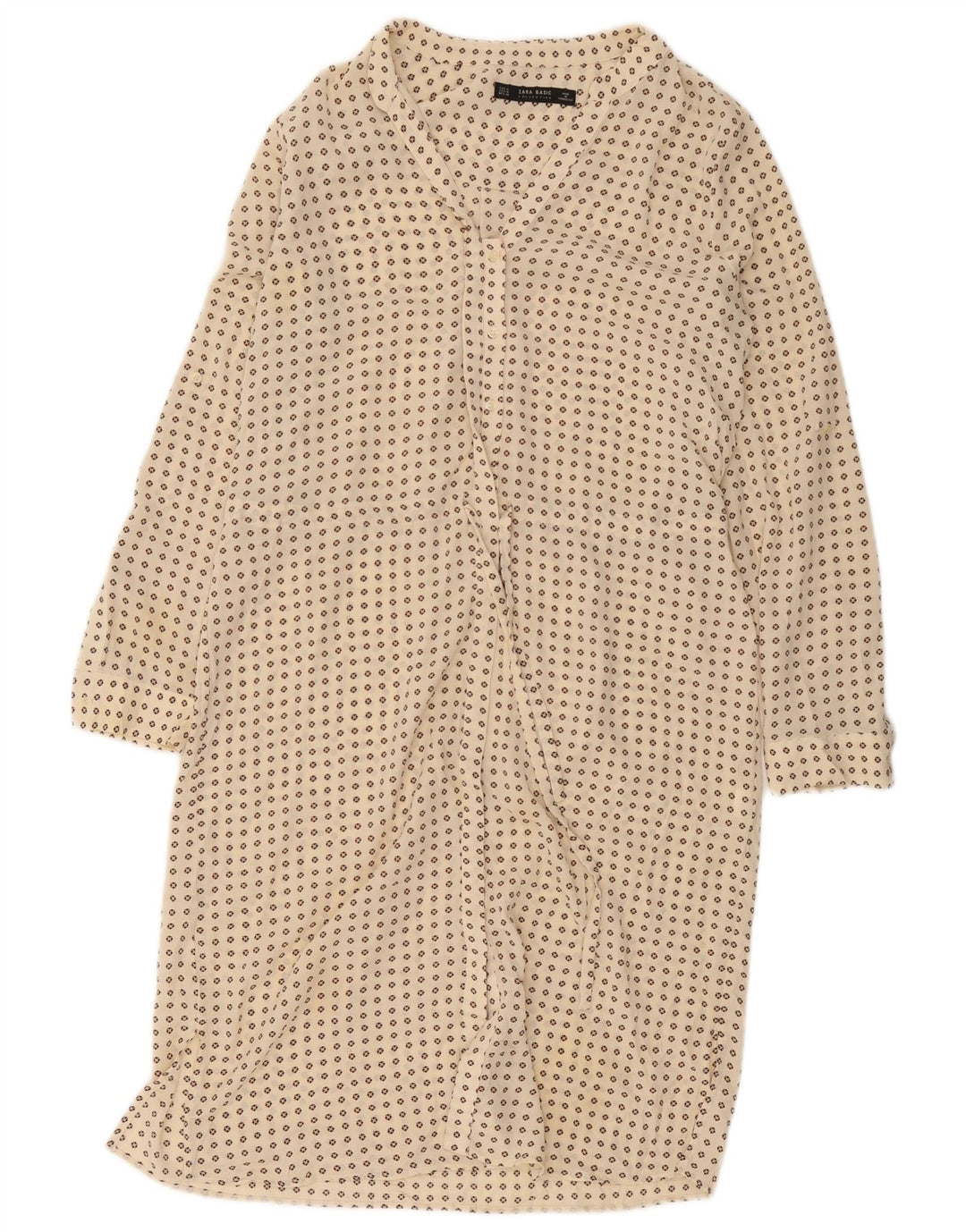 Zara skjortekjole til kvinder UK 14 Medium Beige Plettet