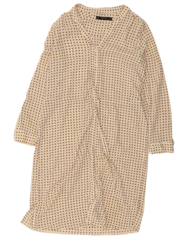 Zara skjortekjole til kvinder UK 14 Medium Beige Plettet