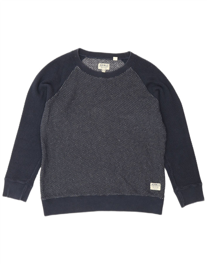 Jack Wills Dame Sweatshirt Jumper UK 12 Medium Navy Blue Flecked Bomuld