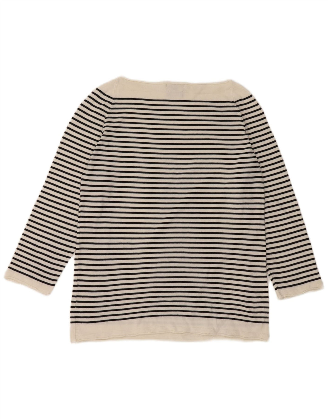 Massimo Dutti Dame Top 3/4 ærme UK 12 Medium Hvid Stribet Nautical