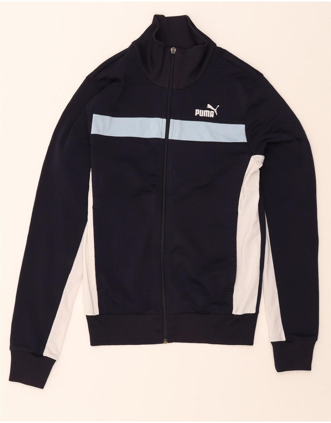 PUMA Womens Tracksuit Top Jacket UK 10 Small Navy Blue Colourblock Vintage Puma and Second-Hand Puma from Messina Hembry 