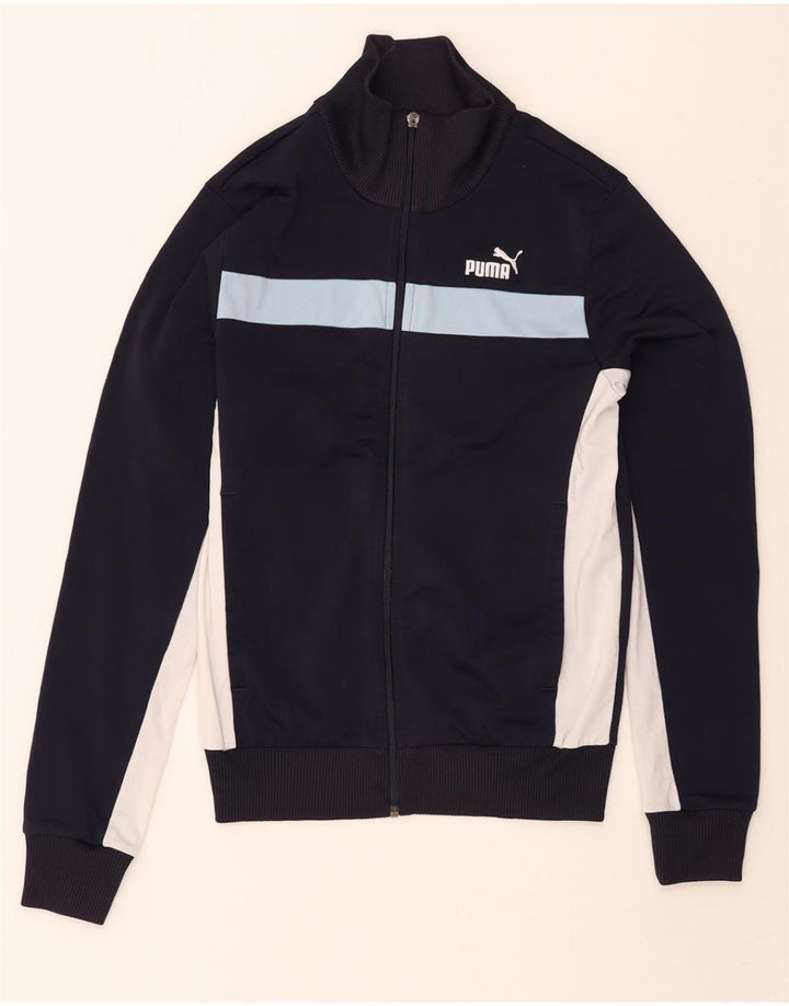 PUMA Womens Tracksuit Top Jacket UK 10 Small Navy Blue Colourblock Vintage Puma and Second-Hand Puma from Messina Hembry 