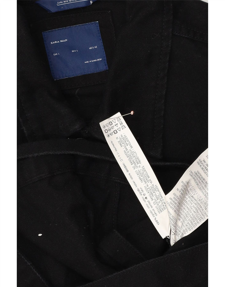 Zara Herre denimjakke UK 40 Stor Sort Bomuld