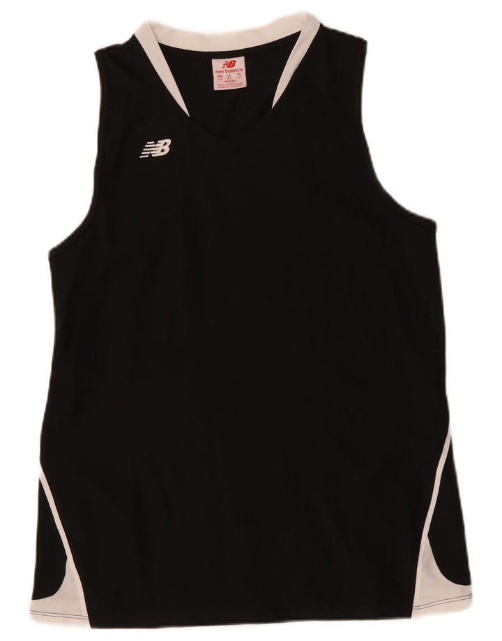 New Balance Damevest Top UK 14 Large Black Colourblock Polyester