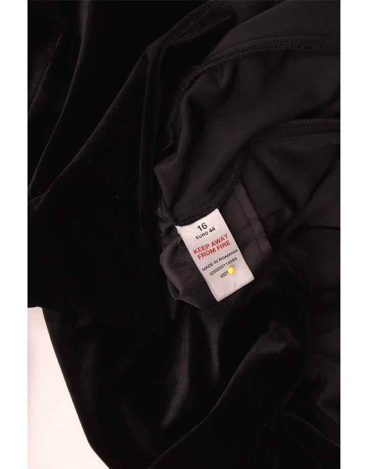 Vintage Dame Velvet Overcoat UK 16 Large Black Polyester