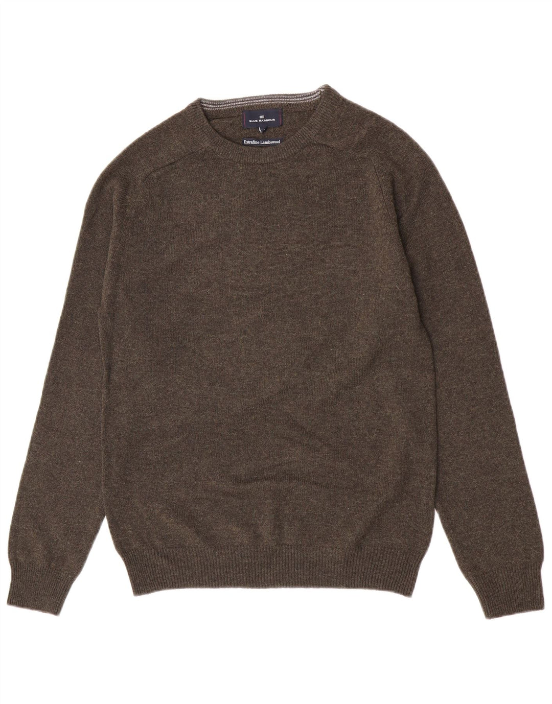 Marks & Spencer Herre sweater med rund hals, lille grøn flækket lammeuld