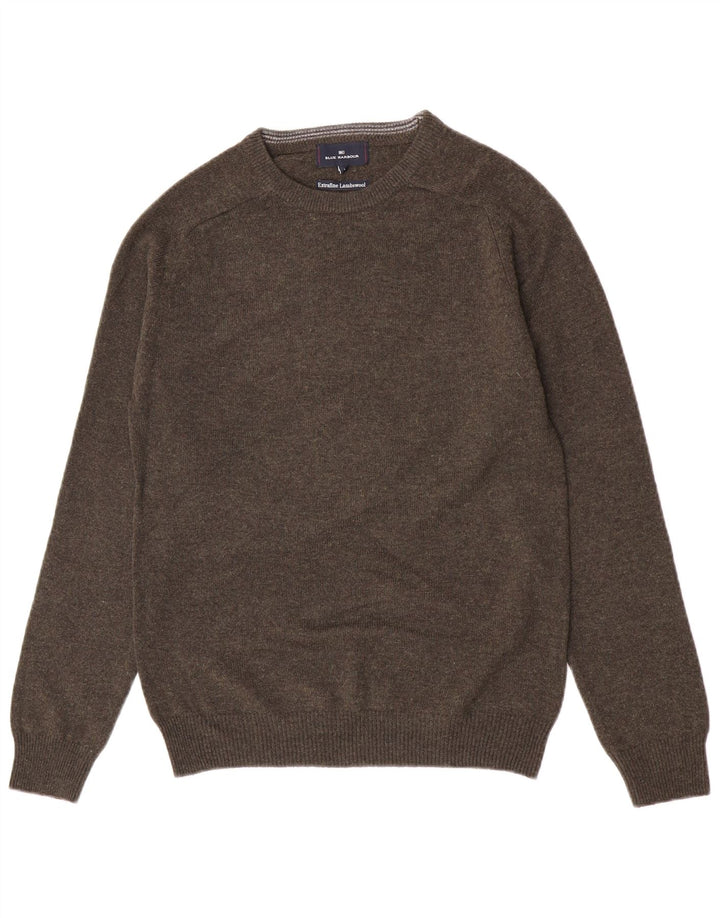 Marks & Spencer Herre sweater med rund hals, lille grøn flækket lammeuld
