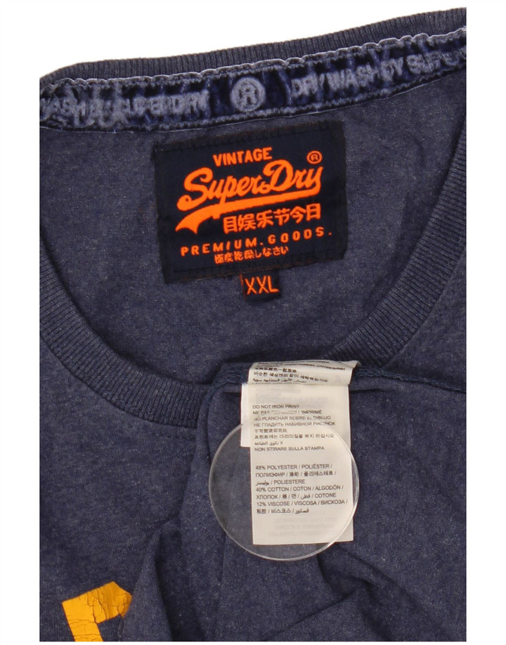 Superdry grafisk T-shirt top til mænd 2XL marineblå polyester