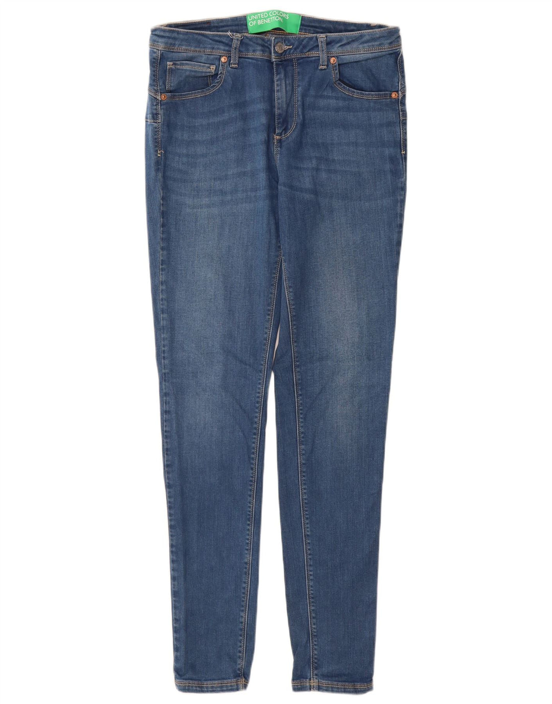BENETTON Dame Skinny Jeans W32 L31 Blå Bomuld