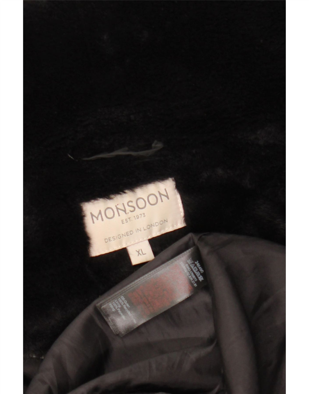 MONSOON Womens Polstret Frakke UK 18 XL Sort Nylon