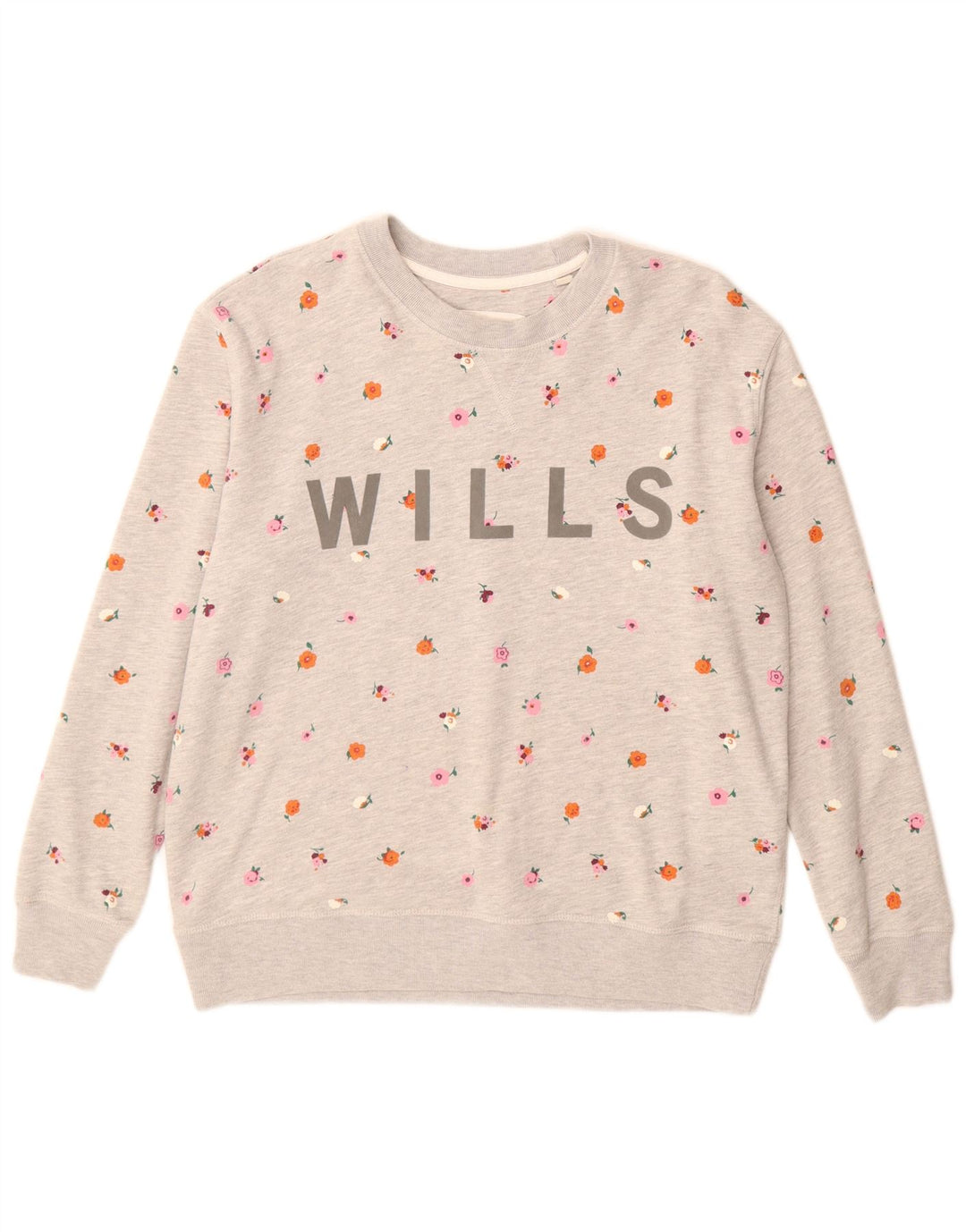 Jack Wills Dame Grafisk Sweatshirt Jumper UK 10 Small Grey Floral