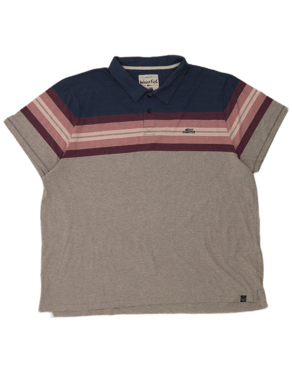 Weird Fish Herre Kortærmet Polo Shirt 4XL Grå Colourblock Bomuld
