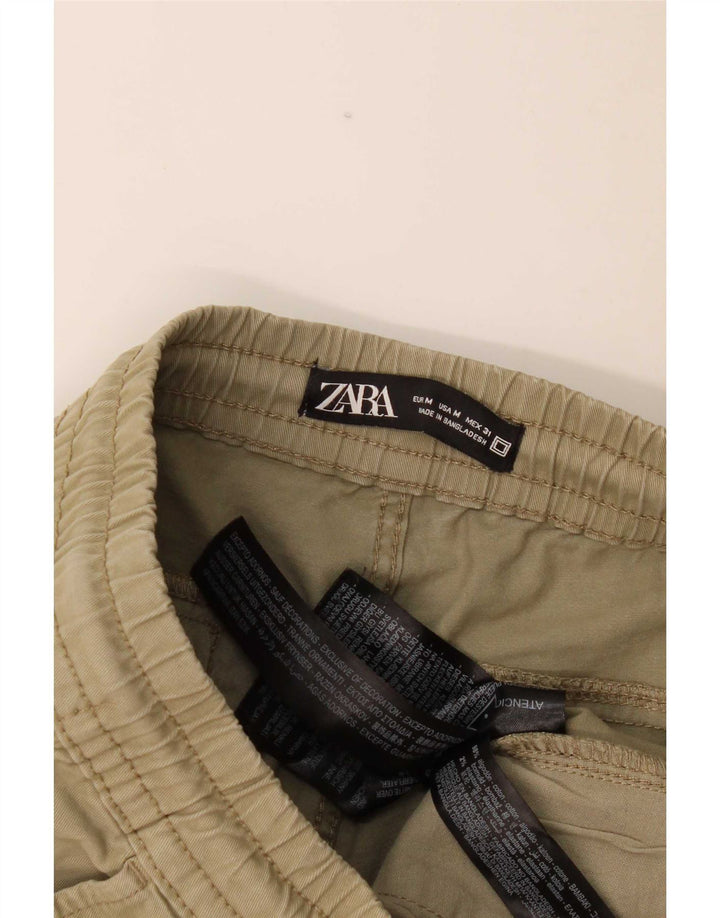 Zara Herre Joggers Cargo Bukser Medium W31 L27 Khaki Bomuld