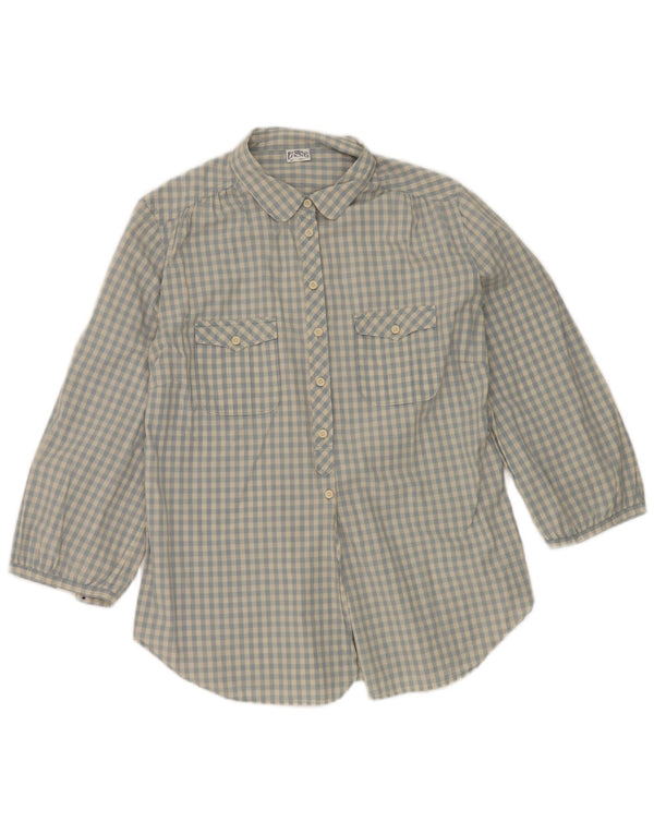 Levi's skjorte med 3/4 ærmer til kvinder UK 16 Large Blue Gingham Cotton