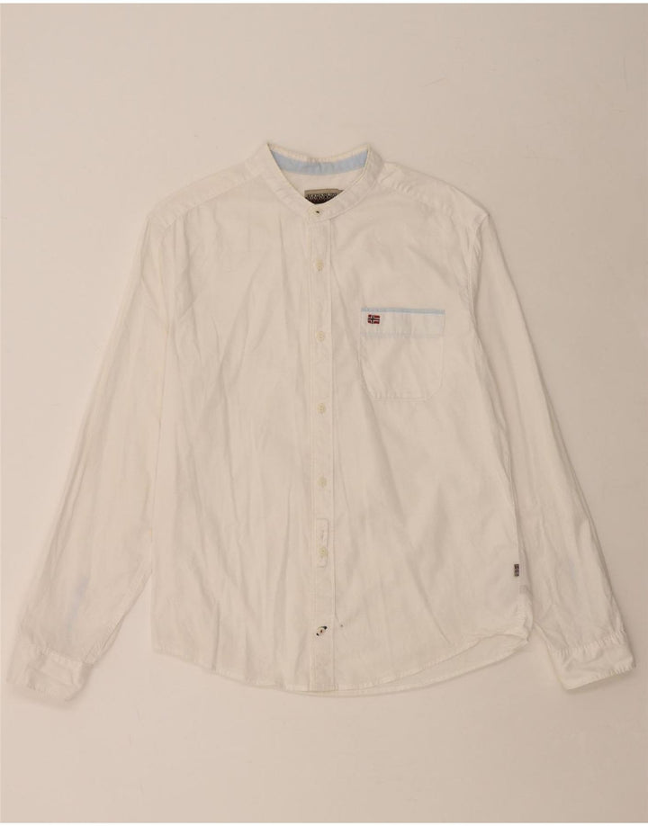 NAPAPIJRI Herre Geographic Regular Fit skjorte Medium hvid bomuld