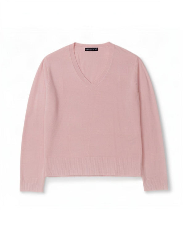 Marks & Spencer Dame V-hals sweater UK 14 Stor Pink Akryl