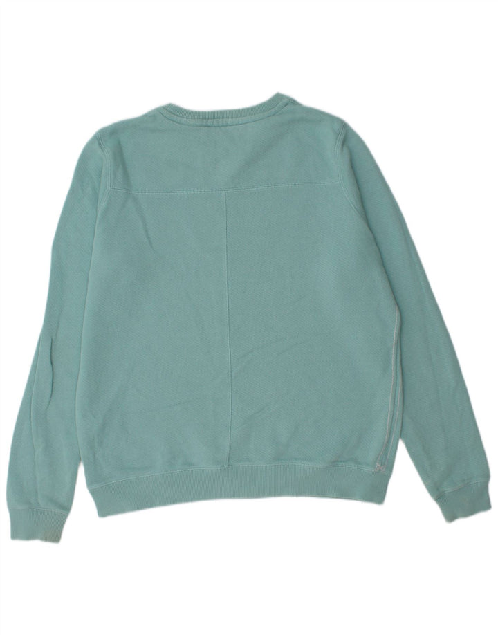 Fedt ansigt kvinders grafisk rund hals sweater UK 12 Medium Blue