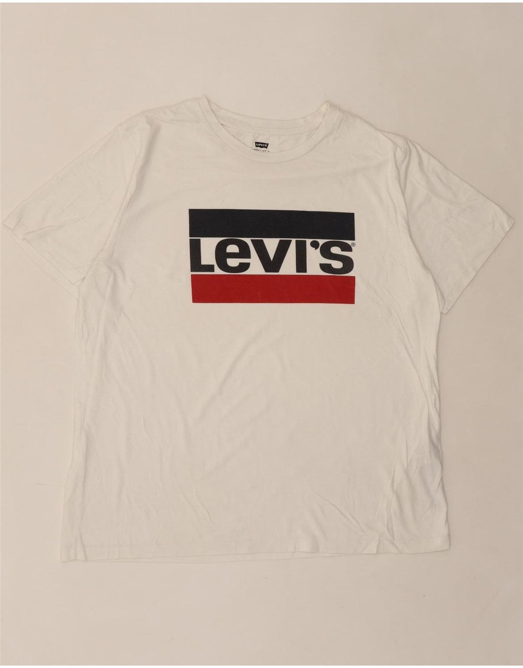 LEVI'S Mens Graphic T-Shirt Top Large White Cotton Vintage Levi's and Second-Hand Levi's from Messina Hembry 