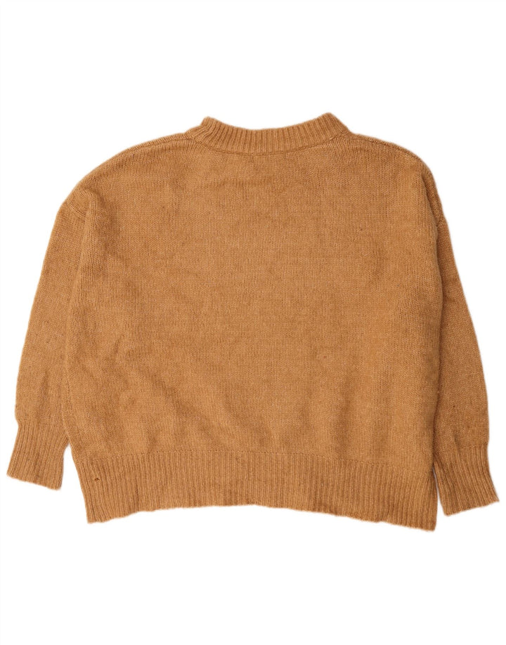 Zara Dame Oversized Turtle Neck Jumper Sweater UK 10 Small Beige Akryl