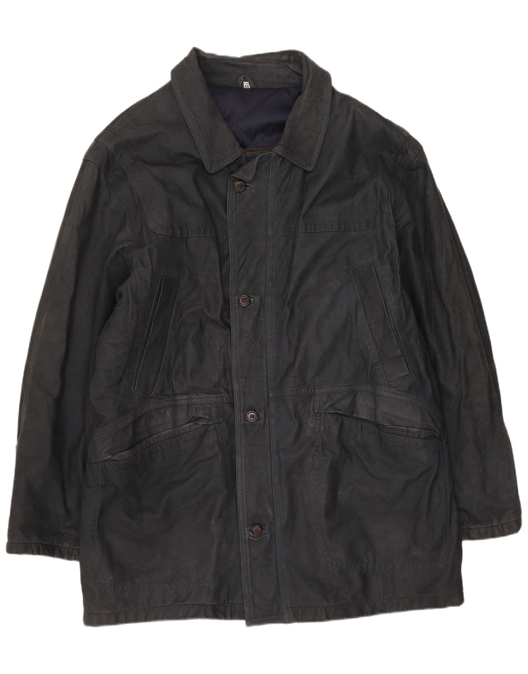 Blue Duck Herre Læderfrakke IT 50 Large Navy Blue