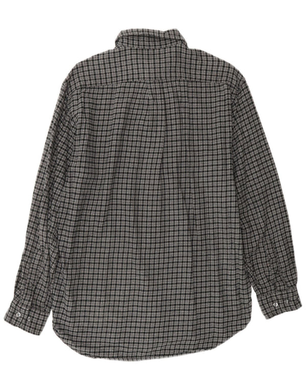 EDDIE BAUER Mens Flannel Shirt Small Grey Check Cotton
