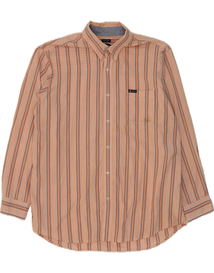 CHAPS Mens Shirt 2XL Orange Striped Cotton Vintage Chaps and Second-Hand Chaps from Messina Hembry 